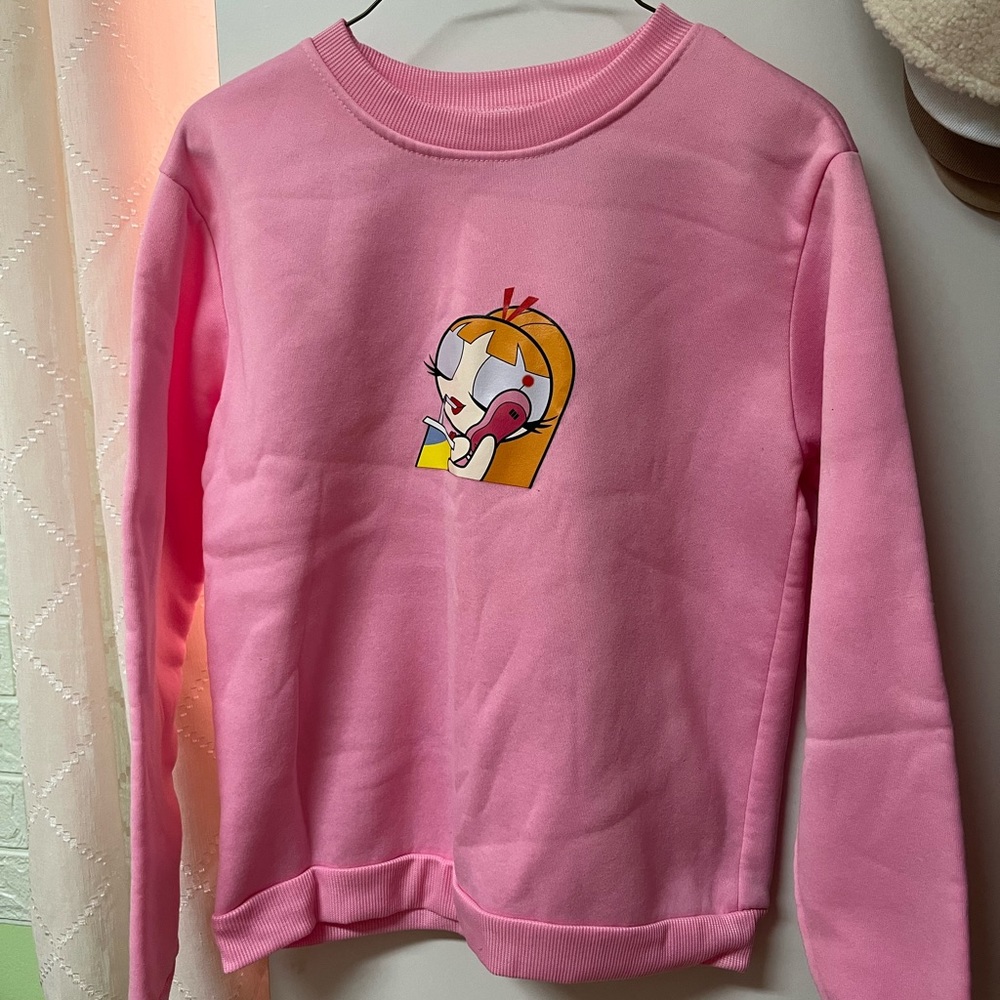 Pink power puff sweater
